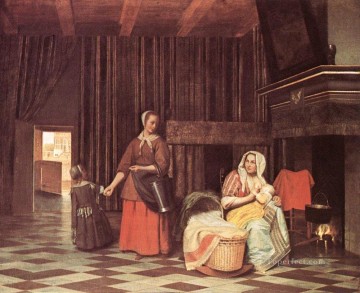  madre Obras - Madre lactante y criada género Pieter de Hooch